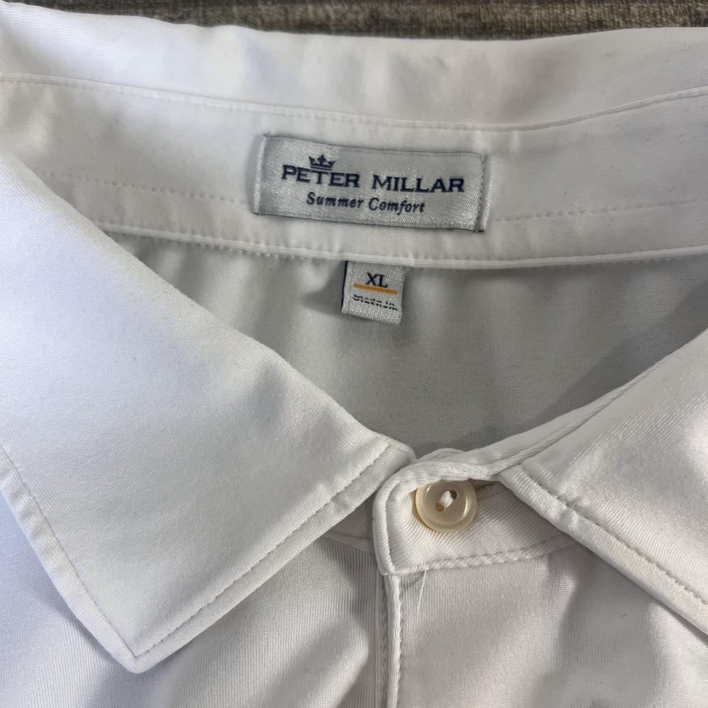 Peter Millar Summer Comfort Shirt Polo Golf  XL Stretch White Logo Casual Resort - Picture 3 of 9